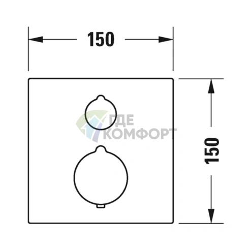 Термостатический смеситель для душа Duravit C.1 скрытого монтажа, квадратный хром (C14200013010) - фото 2
