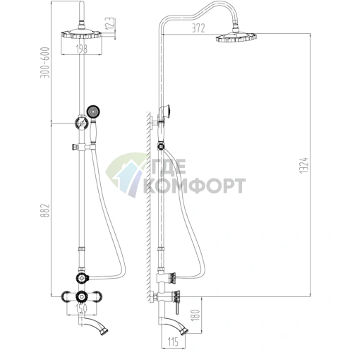 Душевая стойка Lemark Jasmine LM6662ORB - фото 1