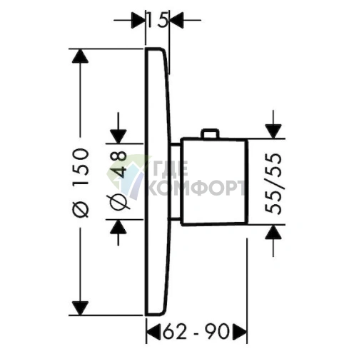 Термостатический смеситель для душа Hansgrohe Metris Ecostat E 31570000 - фото 2