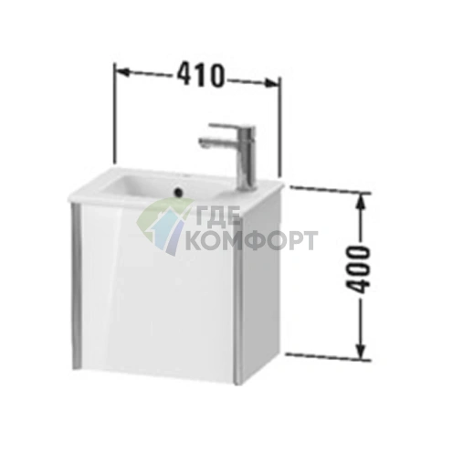 Тумба подвесная Duravit XViu 557x510x420 мм для раковины 072343, 1 дверь (петли справа), цвет Walnut Dark/черный матовый (XV4024RB221) - фото 2