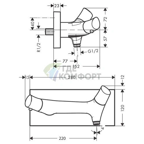 Термостат для душа AX Starck Organic в цвете шлифованная медь (12602950) - фото 2
