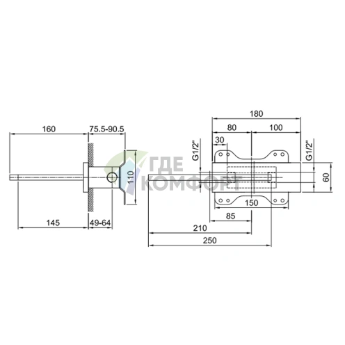 Излив для ванны Fantini Venezia/Milano встраиваемый, хром (31 02 5042B) - фото 2