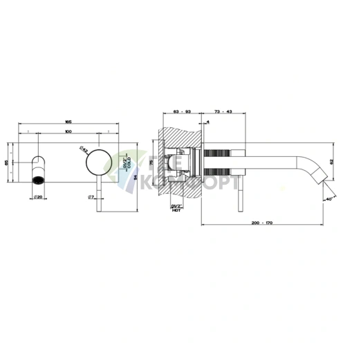 Встраиваемый смеситель для раковины GESSI 316 с изливом 200-170 мм, цвет steel brushed (54390#239) - фото 2