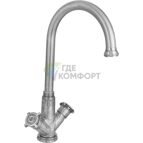 Смеситель для кухни Zorg Antic A 1003K-SL с высоким изливом и поворотным механизмом - фото 1