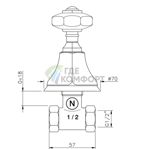 Запорный вентиль Nicolazzi Teide 1/2 с хромированной ручкой Crystal Handle (1912CR15) - фото 2