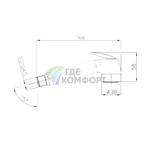 Комплект запорной арматуры 1/2 с латунным вентилем, шлангом 125 см и хромированной лейкой (E57004B.030) - фото 2
