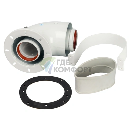 Адаптер для котла Stout DN60/100 90 гр. угловой коаксиальный SCA-6010-240190 фото 1