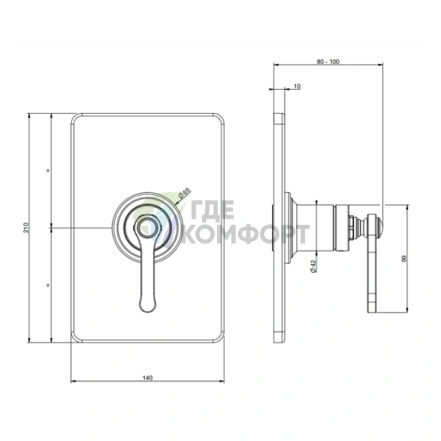 GESSI VENTI20 Однорычажный встраиваемый смеситель для раковины, цвет Brass PVD (65061#710) - фото 2