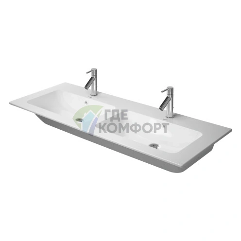 Двойная раковина Duravit ME by Starck для мебели, белая, 1300x490 мм, с переливом и 3 отверстиями под смеситель (2336130030) - фото 1