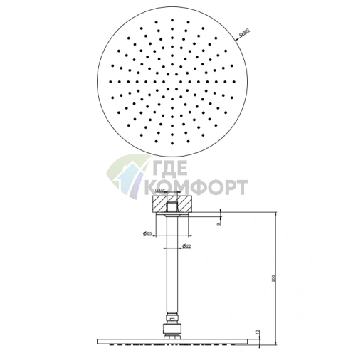 Потолочная душевая головка GESSI INCISO шарнирная, 300 мм, золото (58252#246) - фото 2