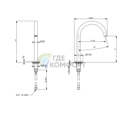 Излив смесителя Fantini Nostromo для раковины в матовом золоте British Gold PVD (24 P6 8436) - фото 2
