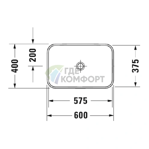 Накладная раковина Duravit Happy D2 Plus 60x40 см, белая (2359600000) - фото 2
