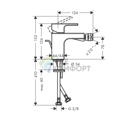 Смеситель для биде Hansgrohe Vernis Blend матовый черный (71211670) - фото 2