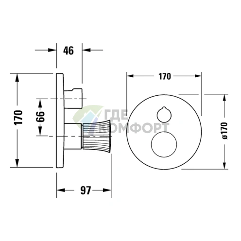 Смеситель для душа Duravit White Tulip на 2 выхода, встраиваемый, с обратным клапаном, хром (WT4210012010) - фото 2