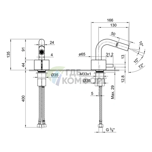 Смеситель для биде Fantini AF/21 Matt Copper PVD (27 P9 A508WF) - фото 2