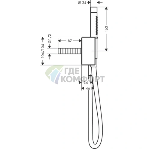 Ручной душ AX Edge с алмазной огранкой в цвете полированное красное золото — комплект с держателем (46521300) - фото 2