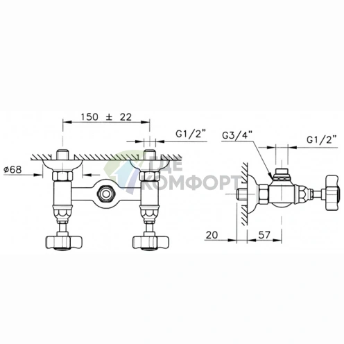 Смеситель для душа Nicolazzi P.m. Blanc с керамическими ручками, бронза (1425BZ78) - фото 2