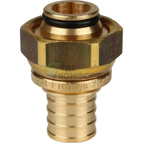 Переходник для труб из сшитого полиэтилена STOUT с накидной гайкой под евроконус 20 x G 3/4 аксиальный - фото 5