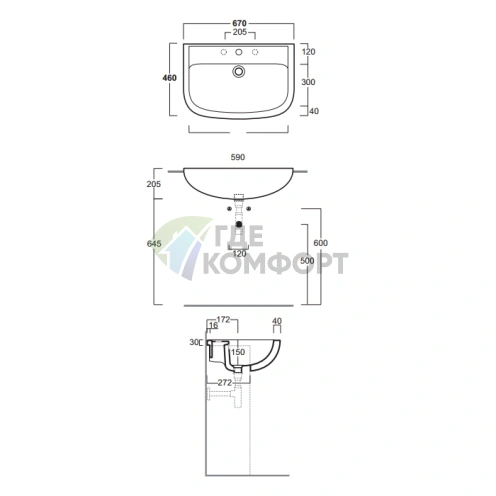 Подвесная раковина SIMAS Lavabi Darredo 67x46 см PAOLA белая с отверстием под смеситель - фото 2