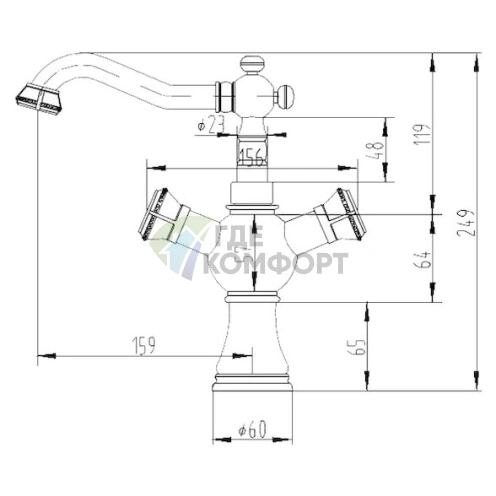 Смеситель Zorg Antic A 5006U-SL для раковины в хроме - фото 2