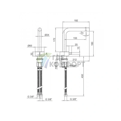 Смеситель для раковины Fantini AF/21: однорычажный, без донного клапана, цвет Matt British Gold (27 P6 A004WF) - фото 2