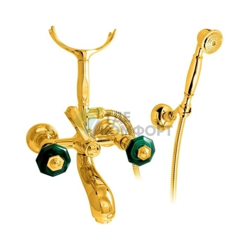 Смеситель для ванны Nicolazzi Teide Chic с душем, двумя ручками и переключателем, золото (1902GO15C) фото 1