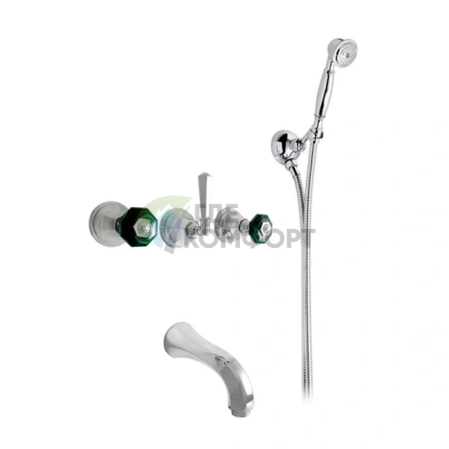 Смеситель для ванны Nicolazzi Teide Chic встроенный с двумя ручками и ручным душем, хром (1903CR15C) - фото 1