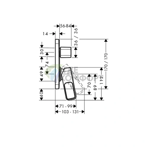 Смеситель для ванны AX Urquiola, цвет сталь (11425800) - фото 2