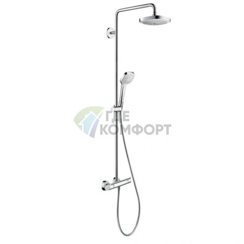 Душевая система HG Croma Select E с термостатом, верхним и ручным душем в цвете белый/хром (27256400) - фото 1