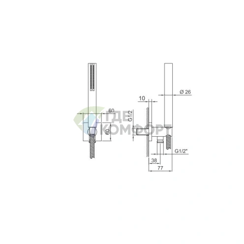 Душевой набор Fantini Milano SUN с лейкой и держателем Matt Gun Metal (86 P5 8052) - фото 2