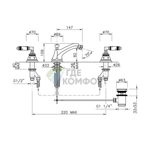 Смеситель для биде Nicolazzi Teide с декором, хром (1915CR06D) - фото 2