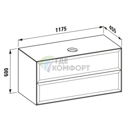 Подвесная база Laufen New Classic с 2 ящиками, 1180×450×600 мм, серый, для раковин 812852/812853 (4.0602.2.085.627.1) - фото 2