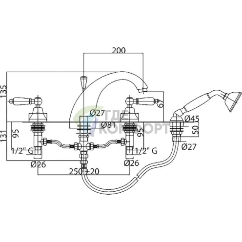 Смеситель для ванны Cezares Diamond: стильный дизайн и надежная установка на борт - фото 2