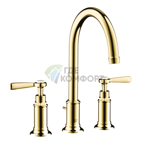 Смеситель для раковины AX Montreux с рычажным управлением и сливным гарнитуром в полированном золоте (16514990) - фото 1