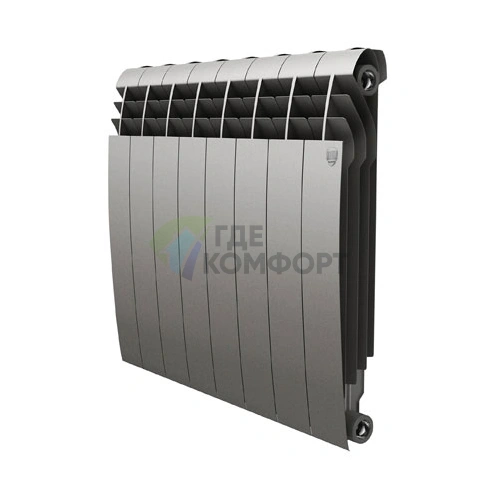 Радиатор биметаллический Royal Thermo BiLiner 500 Silver Satin 8 секций-серебристый - фото 1