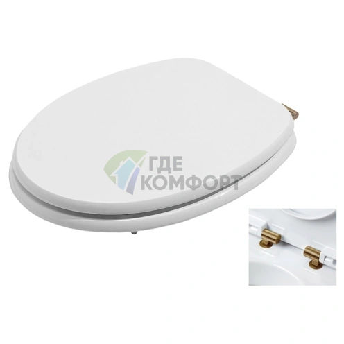 Сиденье для унитаза AZZURRA CHARME белое с бронзовыми шарнирами и микролифтом (CHA1800/F bi/br) - фото 1