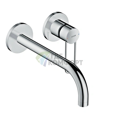 Встраиваемый смеситель AX Uno для раковины на 2 отверстия с донным клапаном, хром (38122000) - фото 1