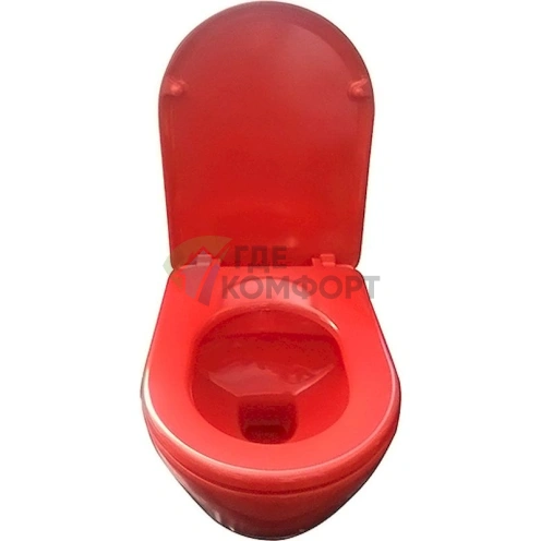 Стильный подвесной унитаз Creavit Terra в красном цвете - фото 4