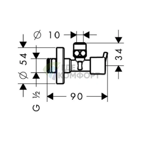 Угловой клапан Hansgrohe S для скрытого монтажа, хром (13901000) - фото 2