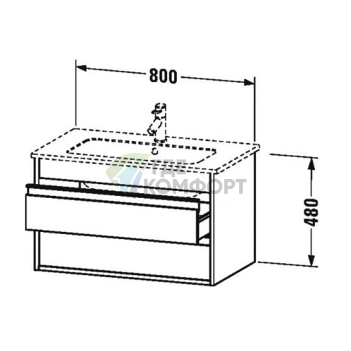 База под раковину Duravit Ketho для ME by Starck, 2 выдвижных ящика, 480x800x475 мм, цвет Сосна серебристая (KT642903131) - фото 2