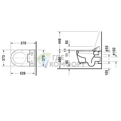 Подвесной унитаз Duravit ME by Starck с SensoWash, креплением Durafix и покрытием HygieneGlaze (2528592000) - фото 2