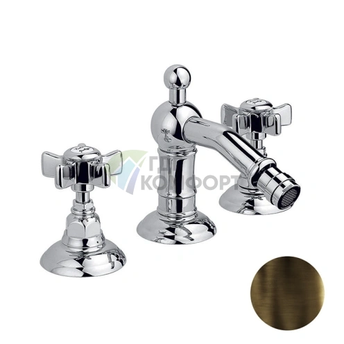 Смеситель для биде Nicolazzi Dames Anglaises: 3 отверстия, донный клапан, тёмная бронза (1415DB18) - фото 1