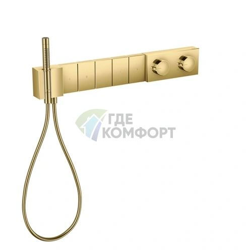 Встраиваемый термостат для душа AX Edge 680/100 с ручным душем на 5 источников в полированном золоте (46730990) - фото 1