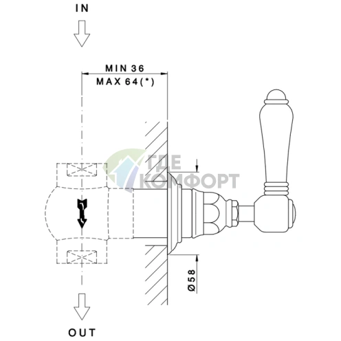 Термостатический смеситель Nicolazzi для скрытого монтажа, 3/4 без отсечного клапана, хром (4912CR69) - фото 2
