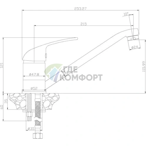 Смеситель для кухни Rossinka Y40-21 черный - фото 2