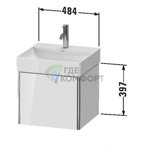 Тумба подвесная Duravit XSquare под раковину с выдвижным отделением, белый глянец (XS405902222) - фото 2