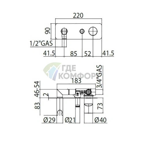 Смеситель для душа Bossini Oki с девиатором на 2 выхода и держателем (Z005360.030) - фото 2