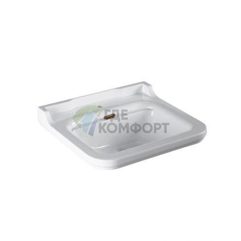 Керамическая раковина Kerasan Waldorf 60x55 см белая с отверстием под смеситель, заглушка хром (4140K1bi/cr*1) - фото 1