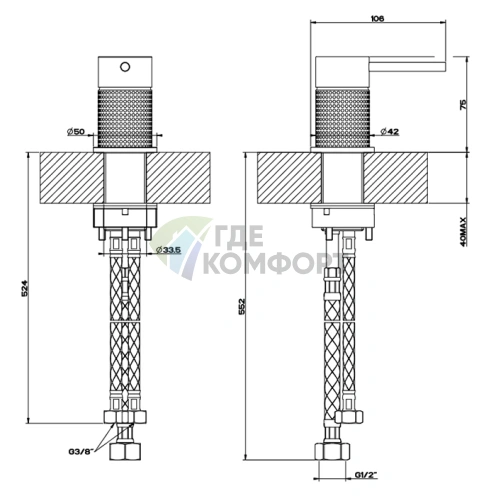 Рычаг дистанционного управления GESSI 316: Brushed Black Metal PVD (54405#707) - фото 2