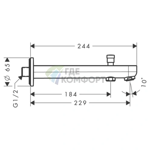 Излив для ванны Hansgrohe Metris S 228 мм, хром (31416000) - фото 2